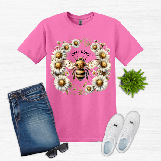 Bee Kind T-Shirt with Daisies