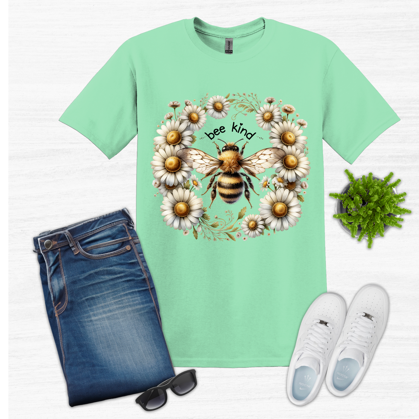 Bee Kind T-Shirt with Daisies